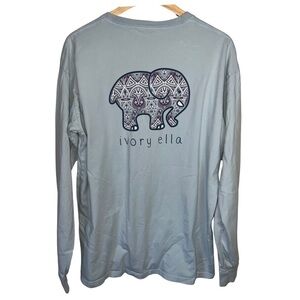 Ivory Ella Woman’s Long Sleeve Front Pocket Elephant Shirt Size Large